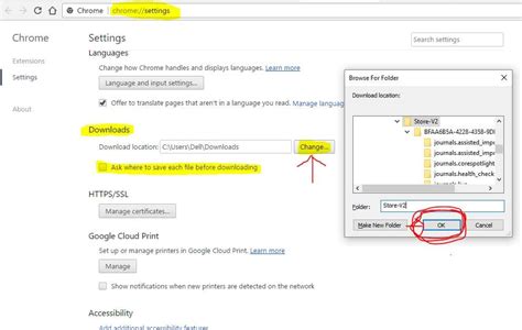 Press the "<b>Change</b>" button next to "<b>Location</b>. . How to change chrome download location